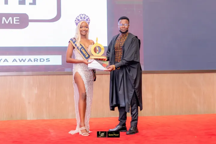 Award presentation on stage
